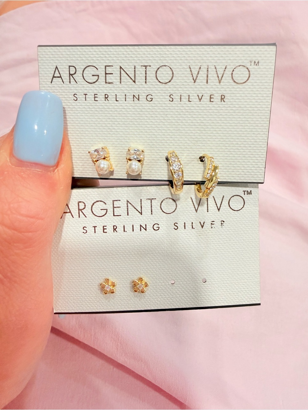 Argento Vivo Sterling Silver Gold-Tone Pearl and Crystal Earring Seta